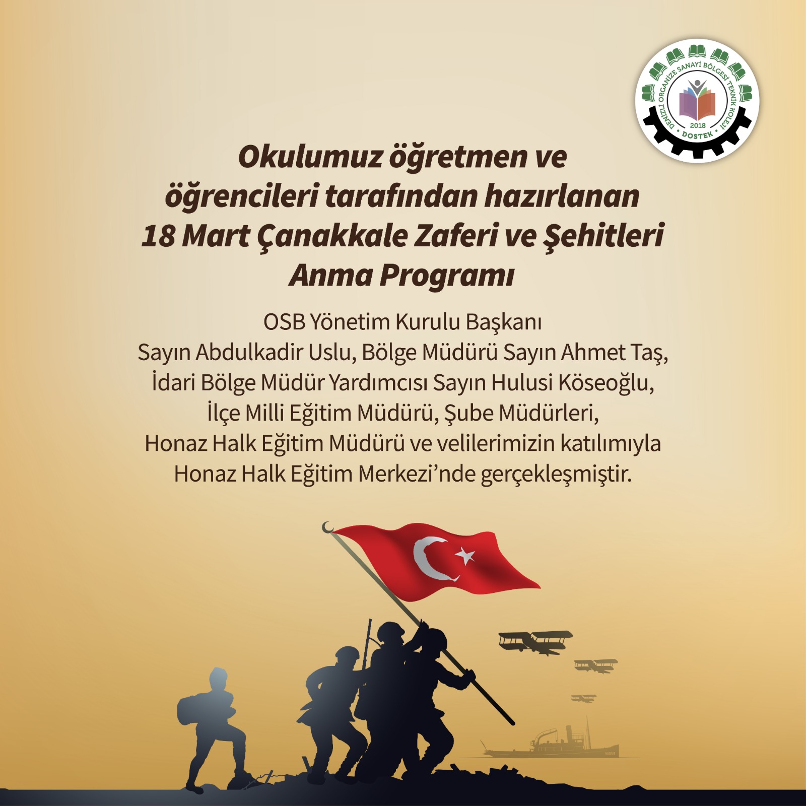 18 Mart Çanakkale Zaferi ve Şehitlerini Anma Günü Programı Gerçekleştirildi!